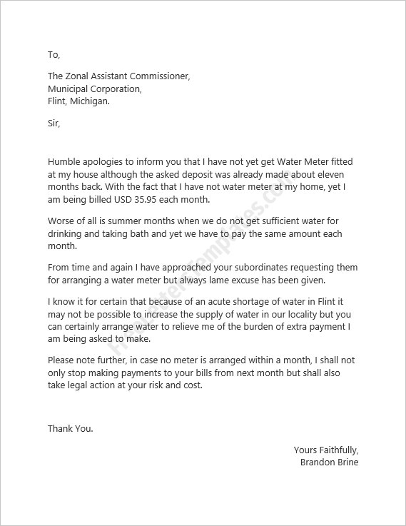 complaint-regarding-water-charges