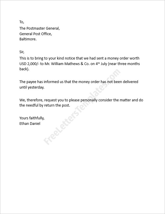 complaint-to-the-post-master-regarding-non-delivery-of-money-order