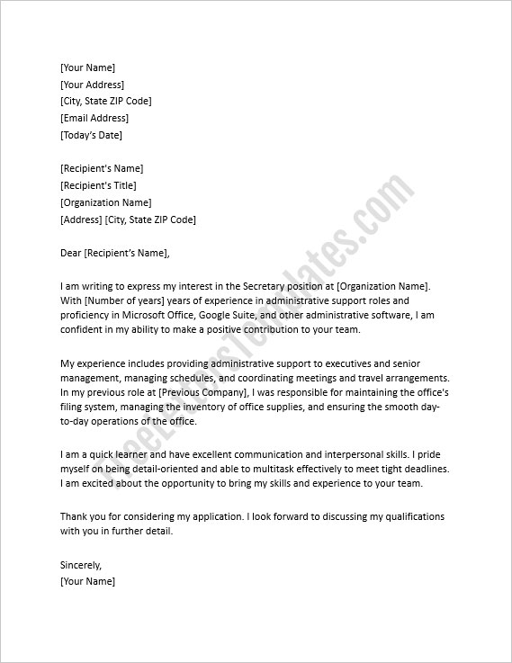 secretary-resume-cover-letter-template